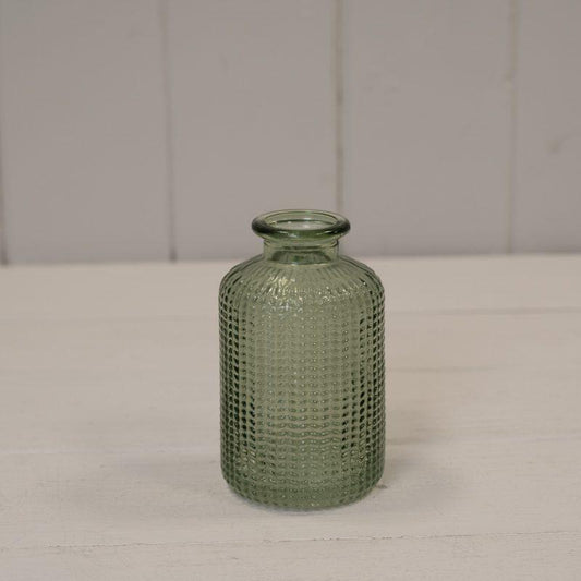 Vintage Green Dimpled Glass Bottle