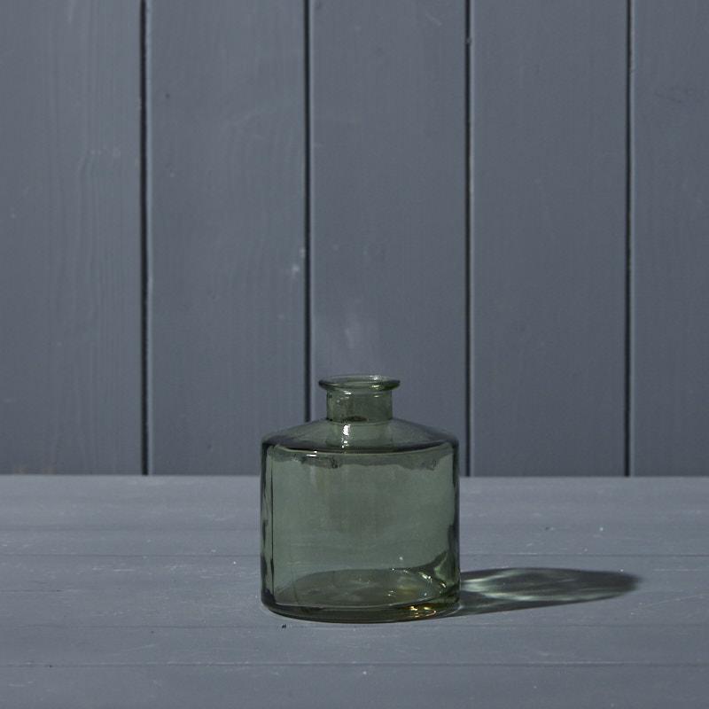 Vintage Green Squat Glass Bottle
