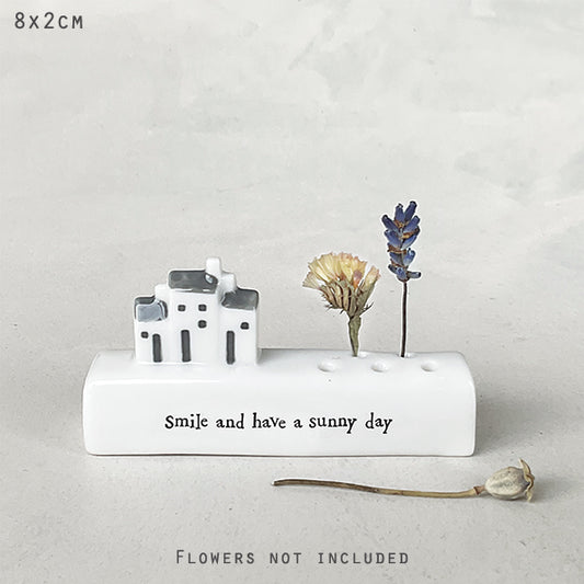 Porcelain Flower Holder - Smile and have a sunny day