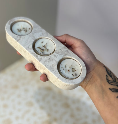 Handmade Jesmonite Tealight holder (Triple)