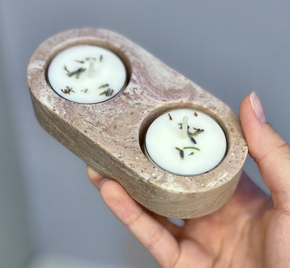 Handmade Jesmonite Tealight holder (Double)