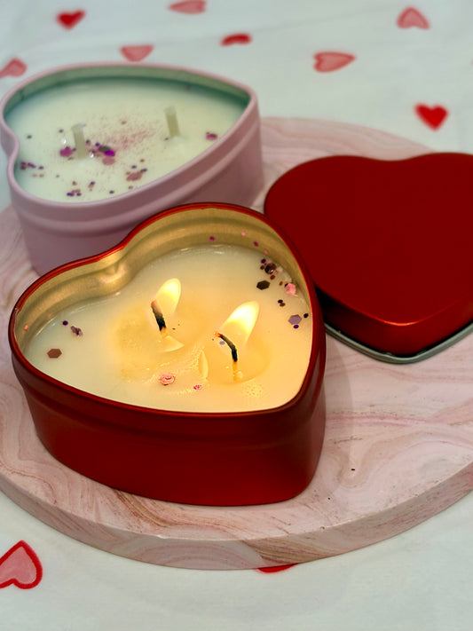 Valentines Heart Travel Candle | Red | Pink