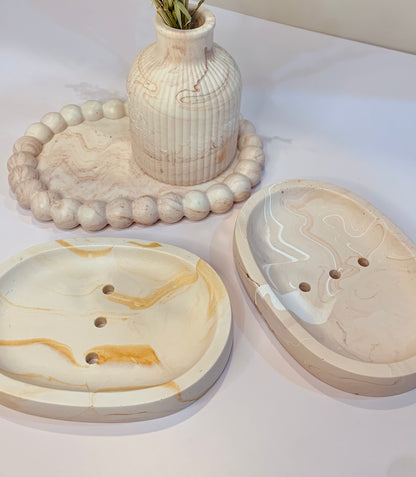 Handmade Jesmonite Soap Dish - Oval