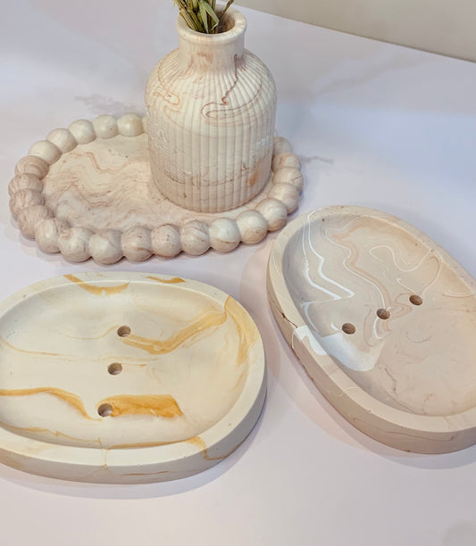 Handmade Jesmonite Soap Dish - Oval