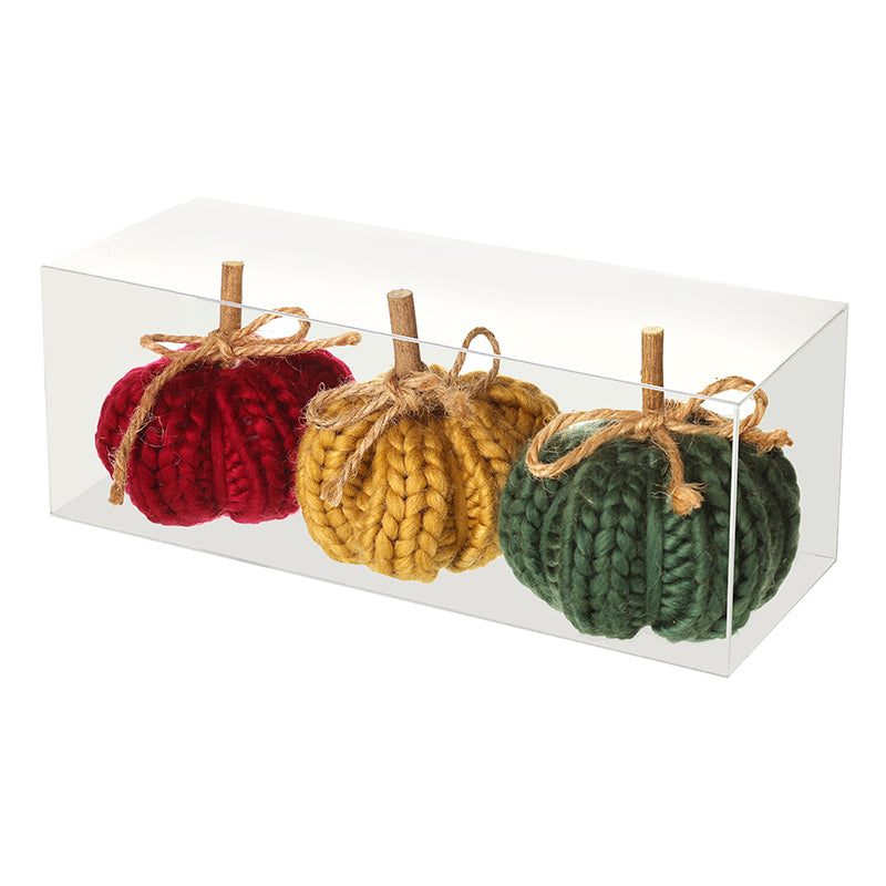 Wool Knitted Mini Pumpkins Set Of Three