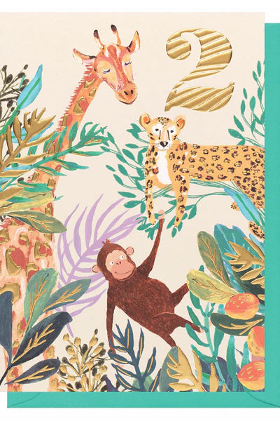 Age 2 Safari Animals Birthday card
