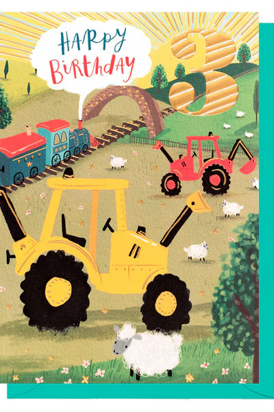 Age 3 Farmyard Birthday card