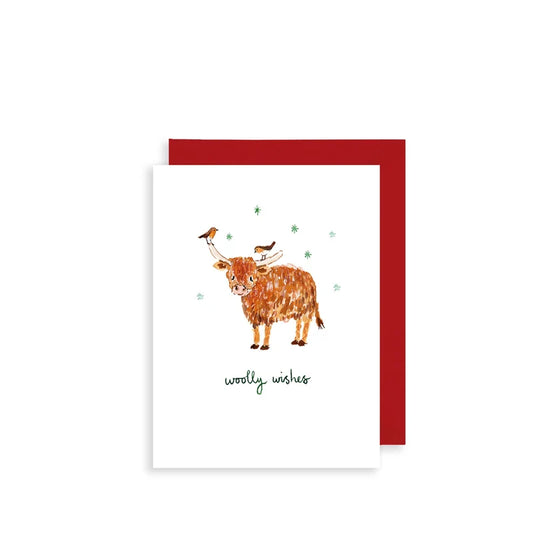 Highland Cow Woolly Wishes Bijou | Mini Christmas Card