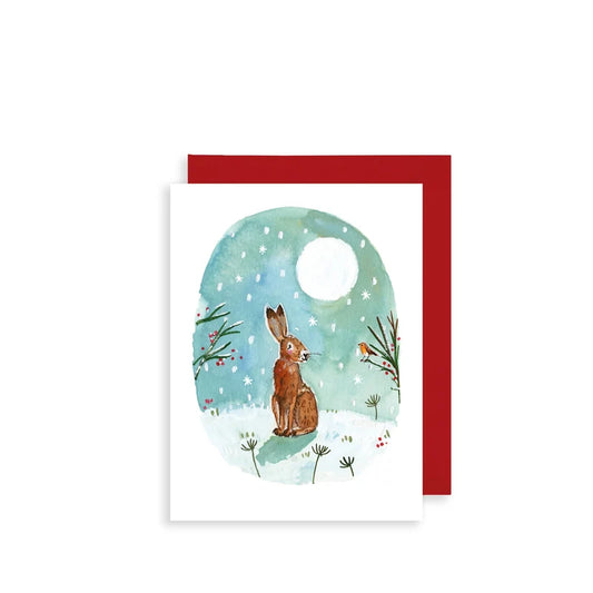 Hare and Robin in Moonlight Bijou | Mini Christmas Card