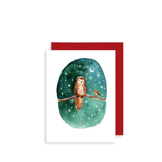 Owl and robin Bijou | Mini Christmas Card