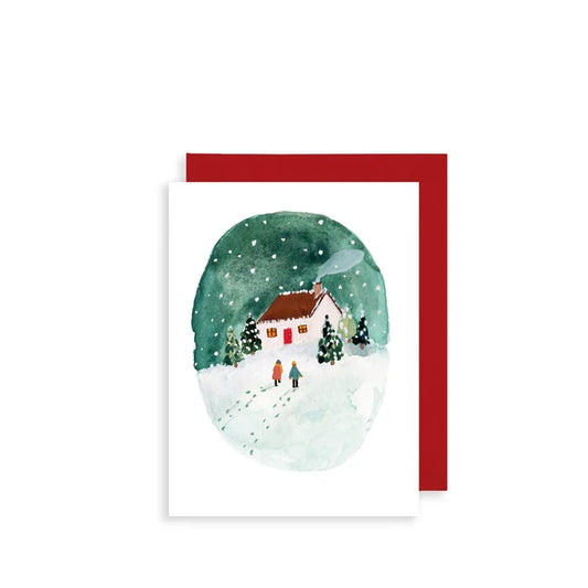 Snowy Winter House Scene Bijou | Mini Christmas Card