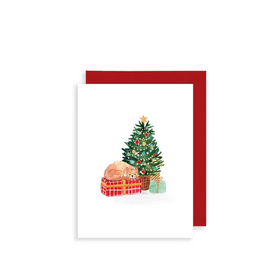 Cat Under Tree Bijou | Mini Christmas Card