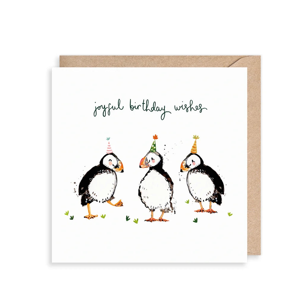 Puffins Joyful Wishes Birthday Card