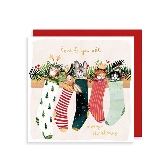 Animals in stockings love to you all | Christmas Card