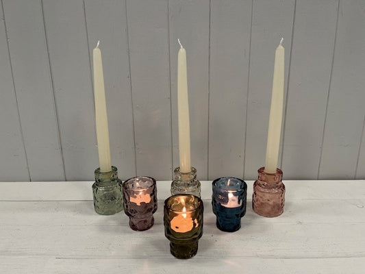 Large Vintage Green Textured Candle Holder