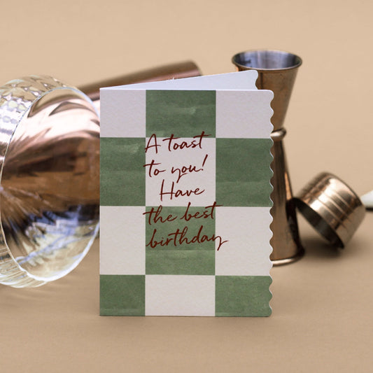 A Toast to You (Matcha Checkerboard) Card