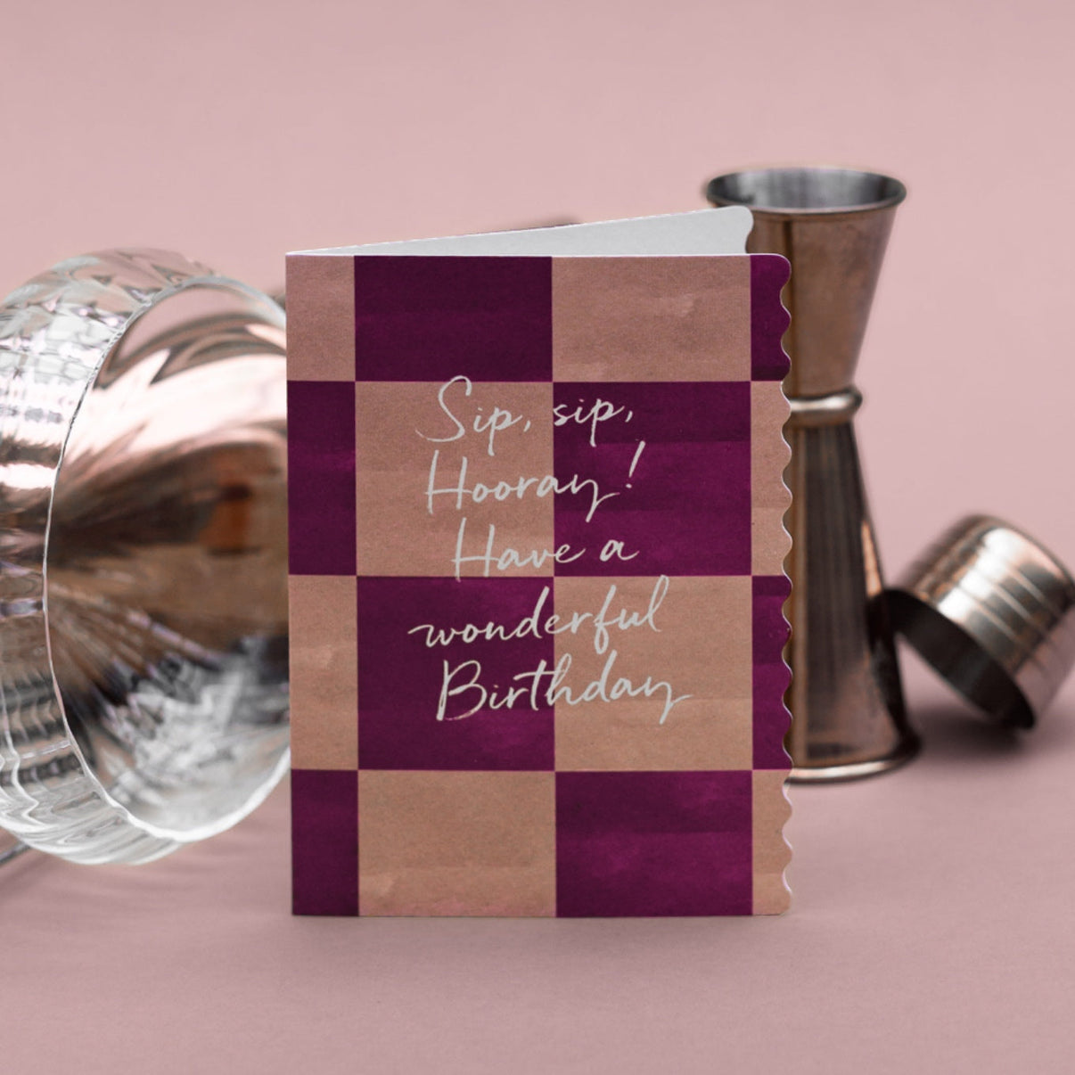 Sip Sip Hooray (Paloma Noir Checkerboard) Card