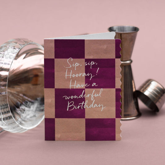 Sip Sip Hooray (Paloma Noir Checkerboard) Card