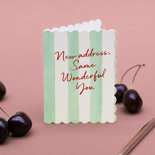 New Address, same Wonderful You (Mint Stripes) Card