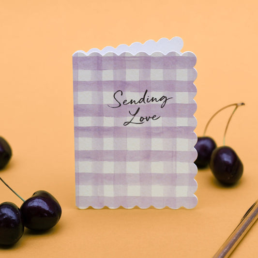 Sending Love (Lavender Gingham) Card