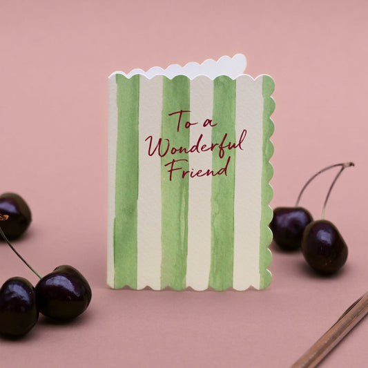 To A Wonderful Friend (Olive Stripes) Card