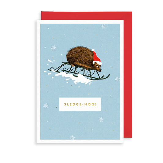 ROCK ON SLEDGE-HOG XMAS CARD