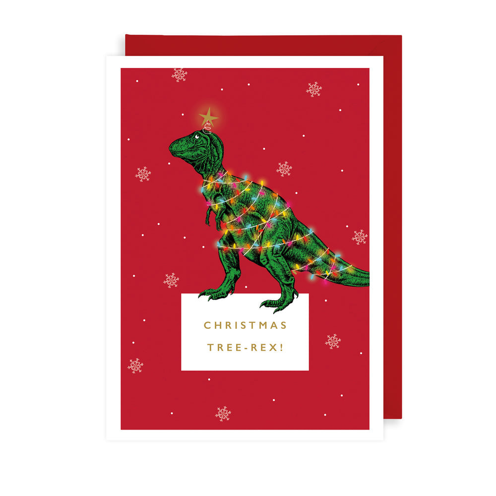 CHRISTMAS TREE-REX ROCK ON CARD
