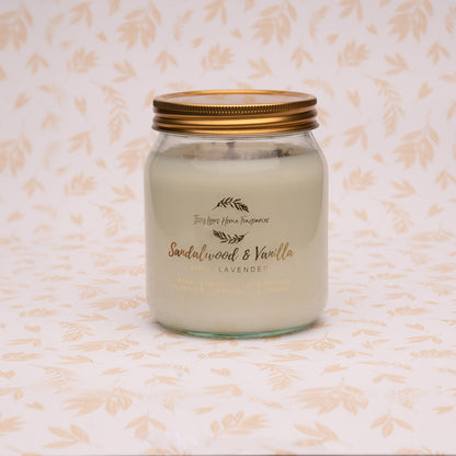 Sandalwood & Vanilla with Lavender Candle