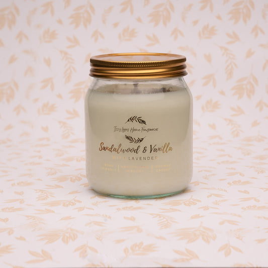 Sandalwood and Vanilla with Lavender Candle