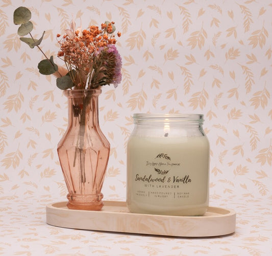 Sandalwood and Vanilla with Lavender Candle