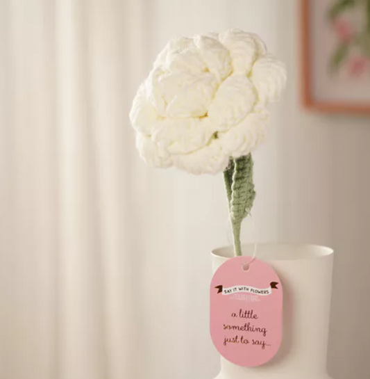 Crochet White Rose stem