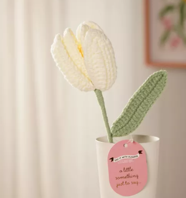 Crochet White Tulips stem