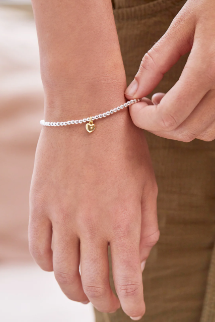 Sienna Beaded Puffy Heart Charm Bracelet
