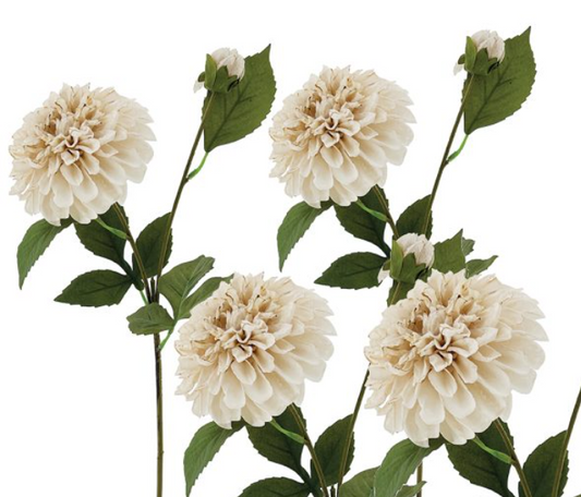 Faux Flower Stem- Beige Dahlia