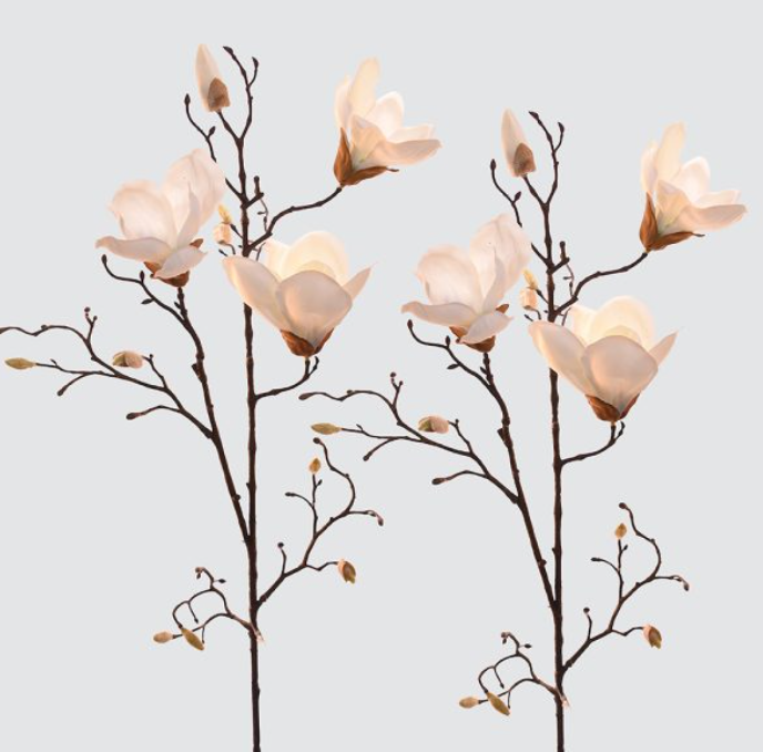 Faux Flower Stem- Magnolia White