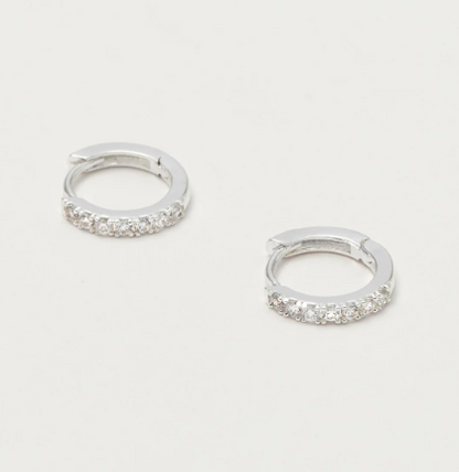 Pave Set Hoop Earrings - Silver & Gold Plated