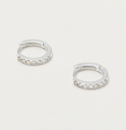Pave Set Hoop Earrings - Silver & Gold Plated