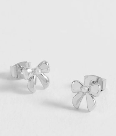 Pearl Bow Stud Earrings