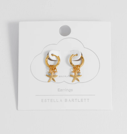 Starfish Charm Hoops with Pearl and Blue Lace Agate