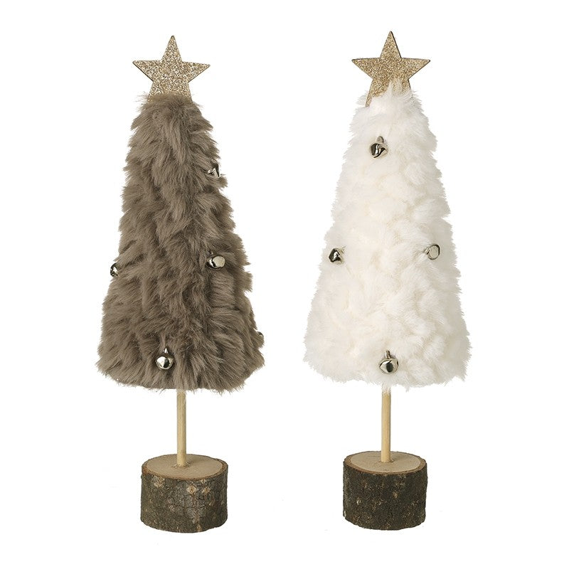 Fur Trees With Bells | grey | white