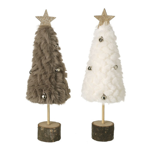 Fur Trees With Bells | grey | white