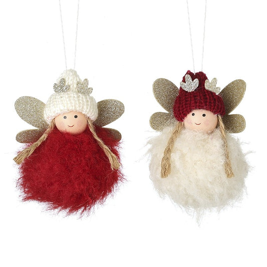 Fluffy Angel Hanging pom pom | Red | White |