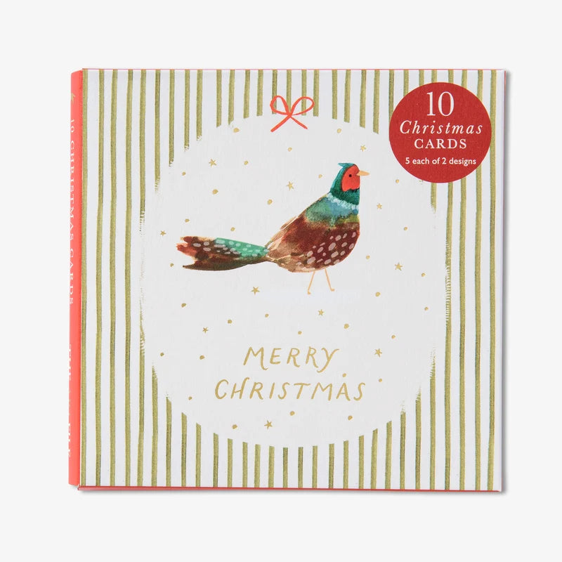 Cosy Cottage & Pheasant Christmas Card Pack of 10