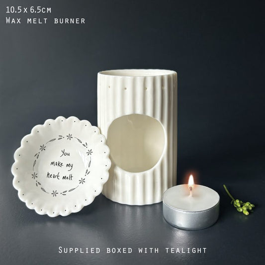 Porcelain Wax Melt Burner - You Make My Heart Melt