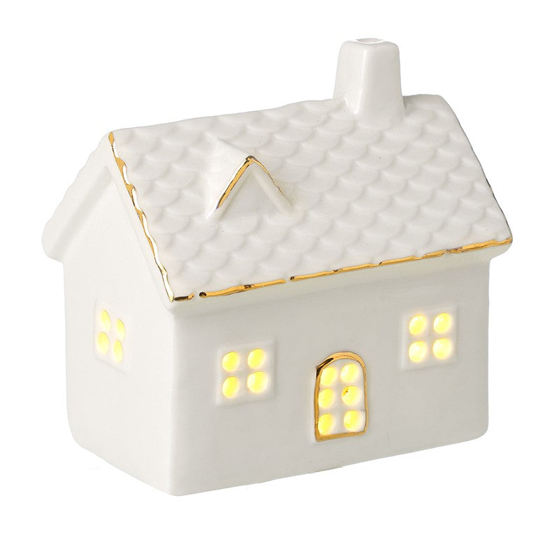 Porcelain Gold Edge Light-Up House | white