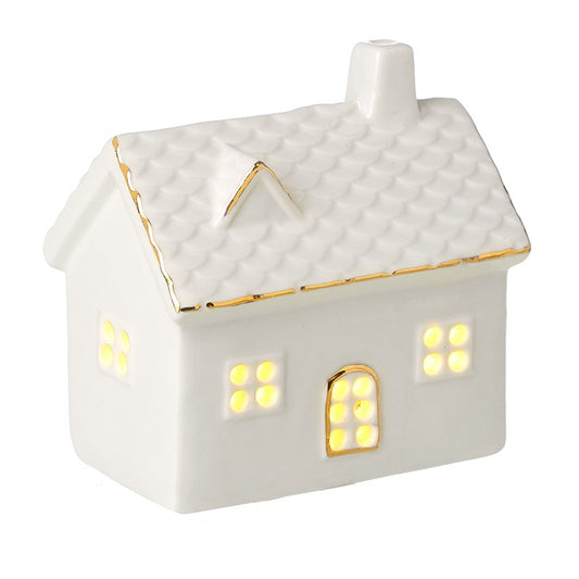 Porcelain Gold Edge Light-Up House | white