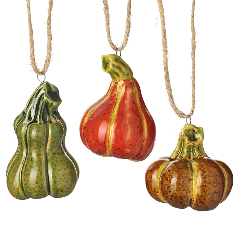 Assorted hanging Stoneware Gourds | pumpkin