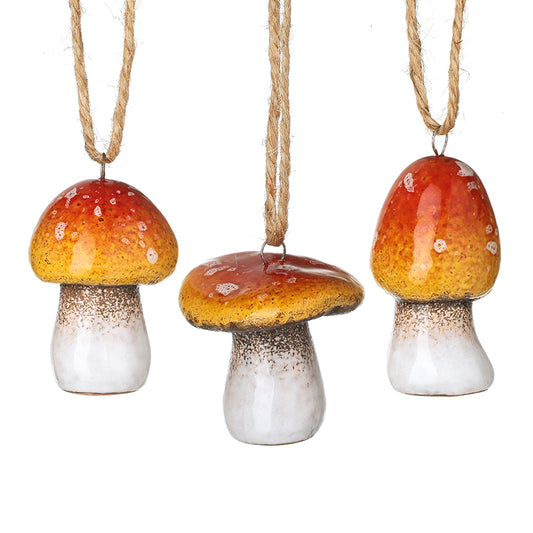 Red Stoneware hanging Mushroom Decorations