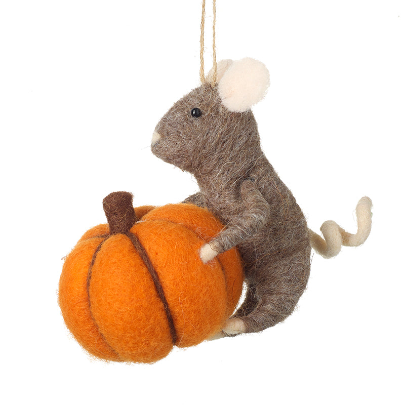 Wool Mouse With Pumpkin