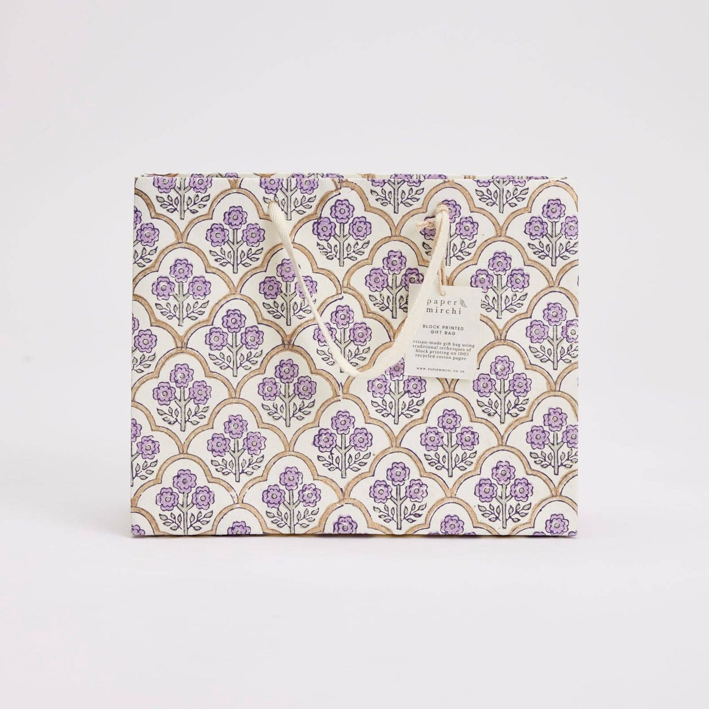 Block Printed Gift Bags (Medium) - Lavender